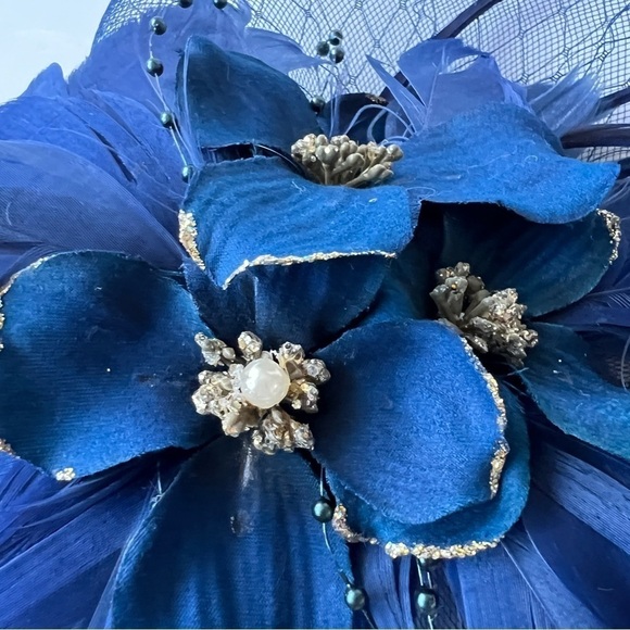 Vintage Fascinator Derby Hat Hair  Accessory 1950s 1960s Feather Hair Flower - Picture 4 of 8